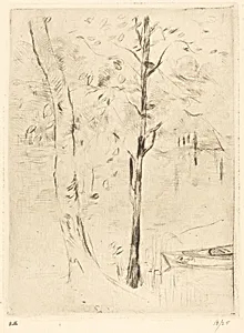 Lake with Rowboat by Berthe Morisot