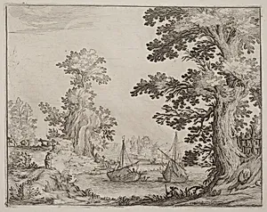 Landscape and River with Anchored Vessels
