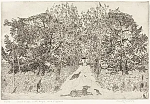 Landscape with Dogs and Pigeons