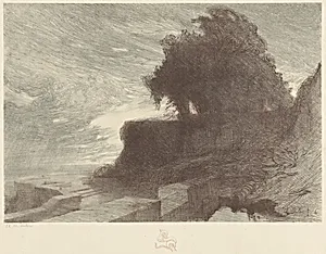 Landscape with Trees on a Bluff and a Snake Remarque