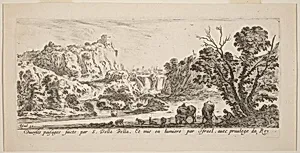 Landscape with Waterfall by Stefano Della Bella