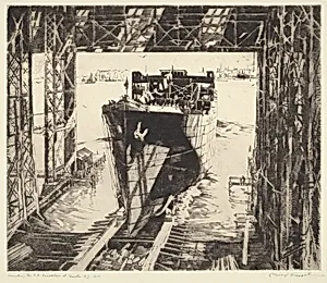 Launching the S.S. Excalibur at Camden, New Jersey