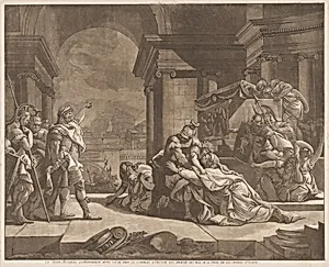 Le Jeune Astianax qu’Andromaque avoit caché dans le tombeau d’Hector est arraché des bras de sa Mere par les ordres d'Ulisse (Young Astianax, who Andromache Hid in Hector's Tomb, is Seized from his Mother's Arms by Ulysses' Orders)
