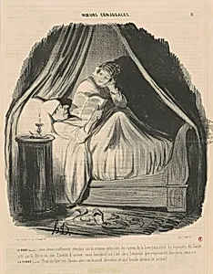 Le mari lisant: nous étions mollement étendus... by Honoré Daumier