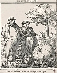 Le roi des potirons recevant les hommages de ses sujets by Honoré Daumier