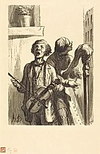 Les Chanteurs de rue by Charles Maurand after Honoré Daumier