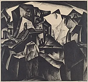 Lithograph #10 (Dwellings Along The River)
