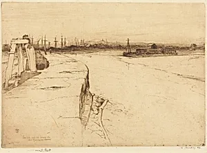 Low Tide, the Evening Star, and Rye's Long Pier Deserted