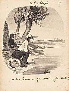 Ma femme... ça mord... ça mord! by Honoré Daumier