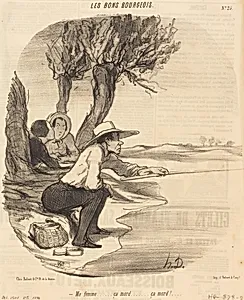 Ma femme... ça mord... ça mord! by Honoré Daumier