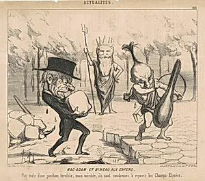 Mac-Adam [sic] et Bineau aux enfers. Par suite d'une punition terrible, mais méritée, ils sont condamnés à repaver les Champs Elysées. by Honoré Daumier