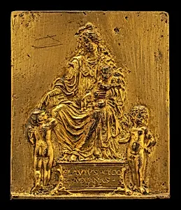 Madonna and Child Enthroned with Two Angels by Moderno