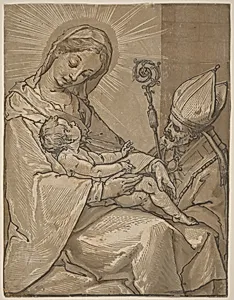 Madonna and Child with a Bishop