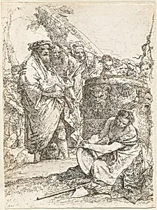 Magician and Other Figures before a Burning Altar with Skull and Bones by Giovanni Battista Tiepolo