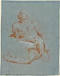 Male Nude Leaning on His Elbow (verso) by Giovanni Battista Tiepolo