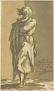 Male Saint Standing, with Folded Arms, Facing to the Left