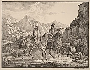 Man and Veiled Woman on Horseback