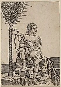 Man Seated by a Palm Tree