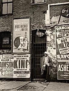 Man Waiting on Street, Chicago, Illinois