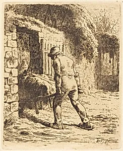 Man with Wheelbarrow (Le paysan rentrant du fumier) by Jean-François Millet