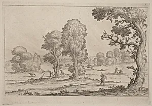 Men Fighting in a Landscape