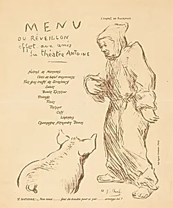 Menu du réveillon offert aux amis du Théâtre Antoine