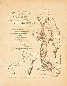 Menu du réveillon offert aux amis du Théâtre Antoine