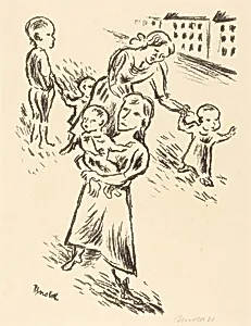 Mother with Children Playing