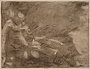 Mountain Stream with Bathers