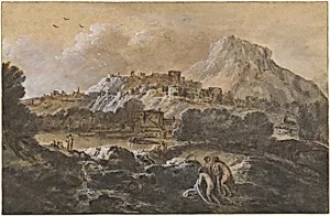 Mountainous River Landscape with Bathers
