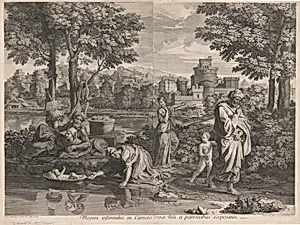 Moyses infantulus in Carecto ripae Nili a parentibus expositus (Baby Moses Placed in the Nile by his Parents)