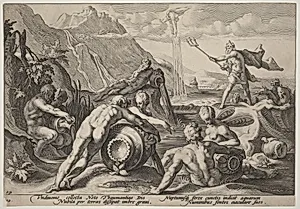 Neptune Plotting the Destruction of Man by Workshop of Hendrick Goltzius, after Hendrick Goltzius