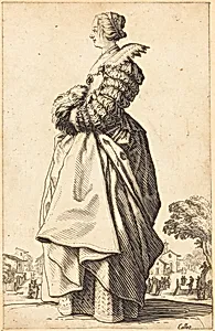 Noble Woman in Profile with her Hands in a Muff by Jacques Callot