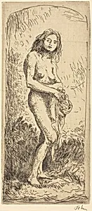 Nude Girl Standing, Looking Up