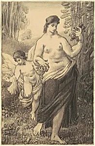 Nude Walking with Cupid
