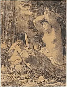 Nude with Cherub Holding a Mirror