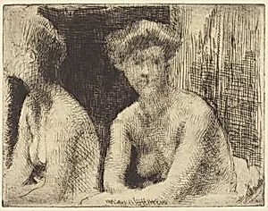 Nude Woman by a Looking Glass (Femme Nue Auprès d'une Glace) by Albert Besnard