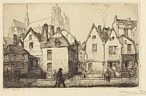 Old Houses at Amiens (Vieilles maisons a Amiens) by Auguste Lepère
