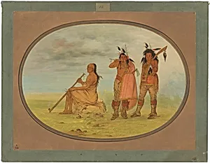 Old Menomonie Chief with Two Young Beaux by George Catlin