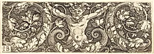 Ornament with Fantastic Satyr and Dolphins