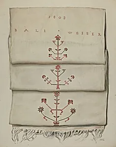 Pa. German Embroidered Towel by Frances Lichten