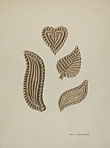 Pa. German Stamping Blocks for Homespun Cotton or Linens