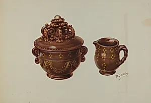 Pa. German Sugar Bowl and Creamer