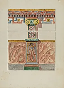 Painted Wall Decoration, Detail of Pilaster