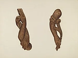 Pair of Carved Wooden Arms