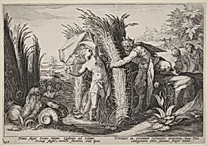 Pan and Syrinx by Workshop of Hendrick Goltzius, after Hendrick Goltzius