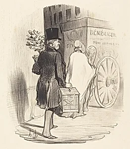 Parisien transportant dans un autre quartier... by Honoré Daumier
