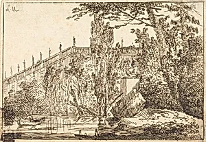 Park with Terrace and a Balustrade with Statues