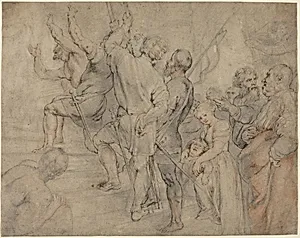 Part of the Crowd at the Ecce Homo by Sir Peter Paul Rubens over Anonymous Italian after Titian