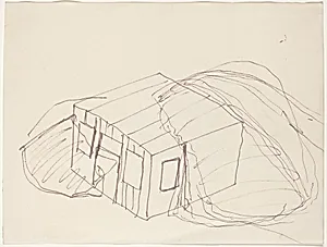 Partially Buried Woodshed [center left]